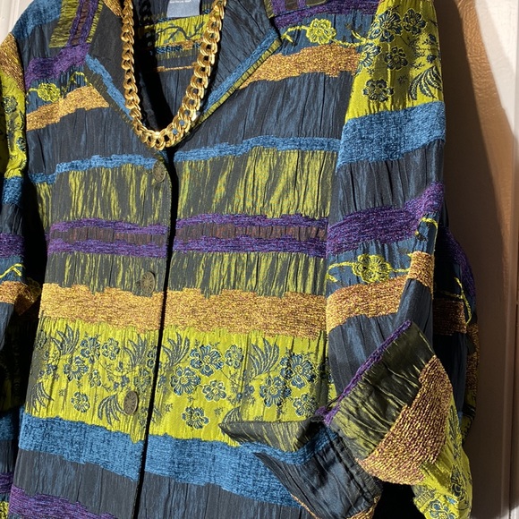 Koret Dress 3/4 Sleeve beautiful Shacket Multi Color Embroidery Brocade Purple - Picture 8 of 11